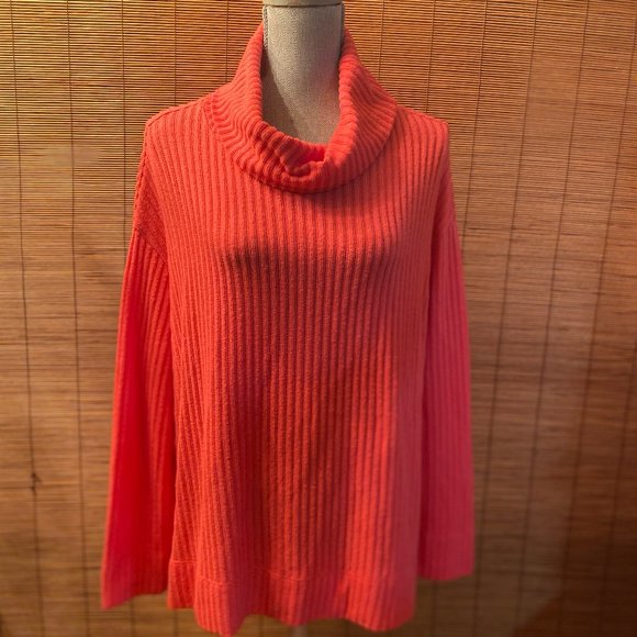 Anthropologie Sweaters - Maeve Anthropologie Coral Long Sleeve Cowl Neck Sweater Size Medium EUC
